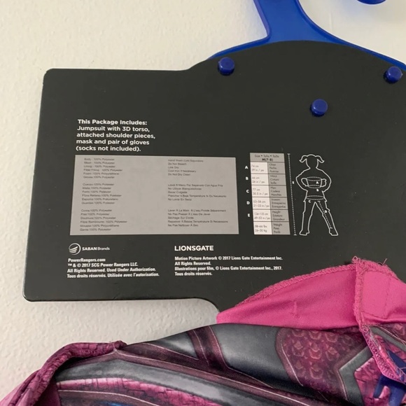 Pink Ranger Deluxe Child Costume Power Rangers Mask Gloves Girls Medium 7-8 New - Picture 9 of 11